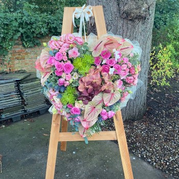Large Clustered funeral Heart, Funeral Flowers Darlington