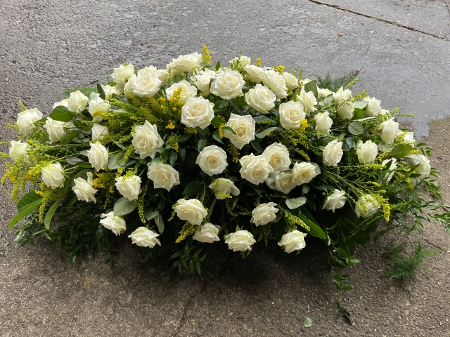 White Rose Coffin Spray